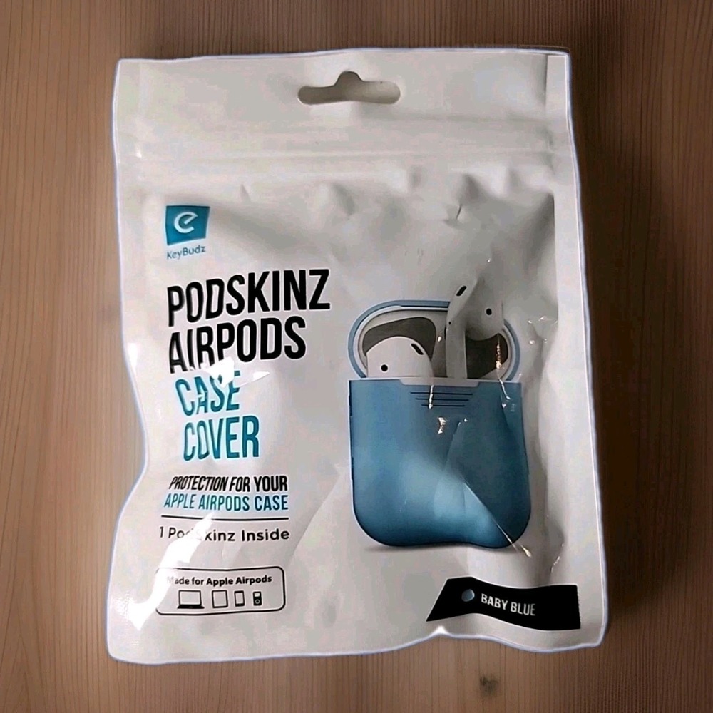 New Apple AirPods Case PodSkinz Protective Silicone Cover Blue, Fun, Fresh‎ NIB